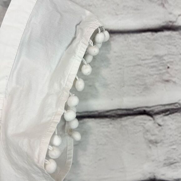 J.Crew Women's White Ruffle-Trim Square Neck Sleeveless Blouse Pom pom 0 - Picture 4 of 8